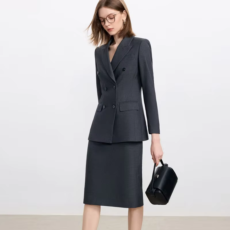 Classic business style double-breasted suit set for women,luxury fashion,professional attire,commuting style,suit dress skirt
