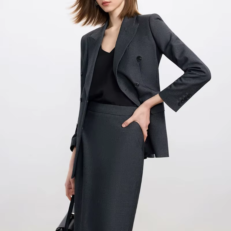 Classic business style double-breasted suit set for women,luxury fashion,professional attire,commuting style,suit dress skirt