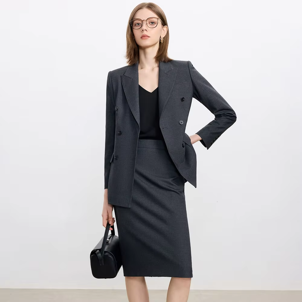 Classic business style double-breasted suit set for women,luxury fashion,professional attire,commuting style,suit dress skirt