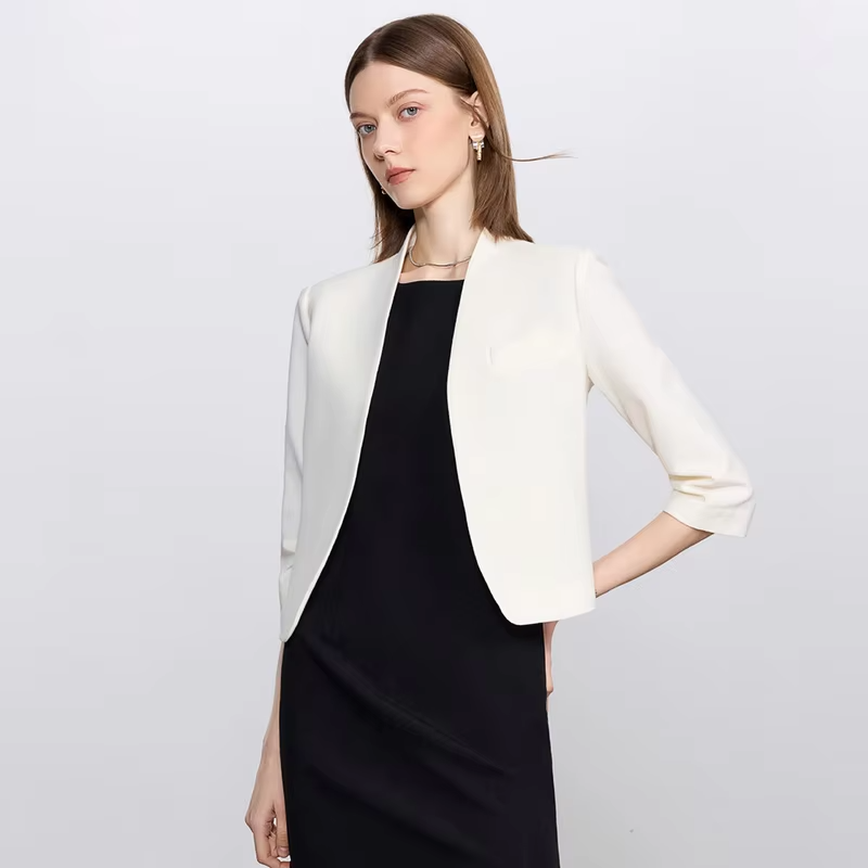 women suits set Elegant fashion pairing,Seven-quarter sleeve jacket,dress,Minimalist Elegant High-End Workplace Suit Dress Set