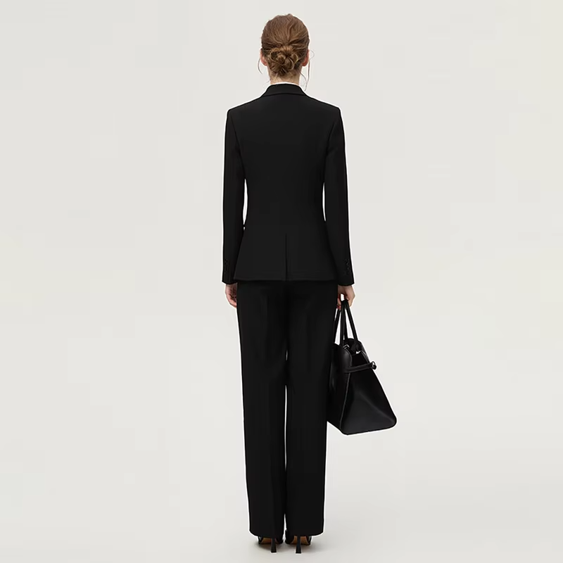 Fashion Classic Long Sleeved Triple-Breasted Women's Suit Luxury Business Jacket Two-Piece Set High-End And Elegant Slim Style