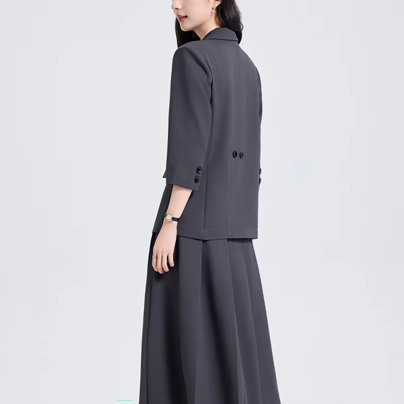 Must-Have Elegant Professional Suit for Women,Two-piece set,Seven-quarter sleeve,woman suits set Fashion Commuter pleated skirt