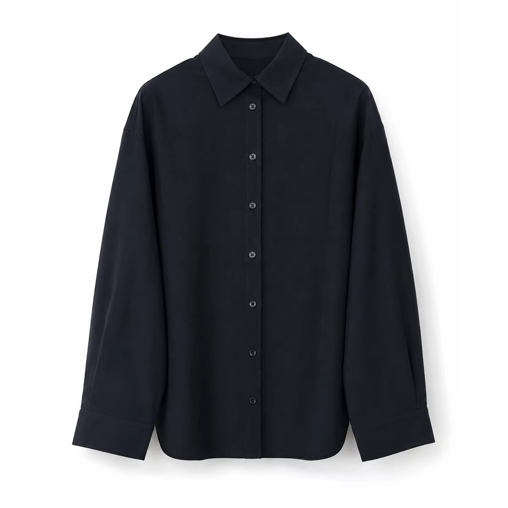 KX7523392 Luxury Women’s Wool Blend Shirt Long Sleeve Blouse Minimalist Designer Style Button Shirt Soft Autumn Office Top