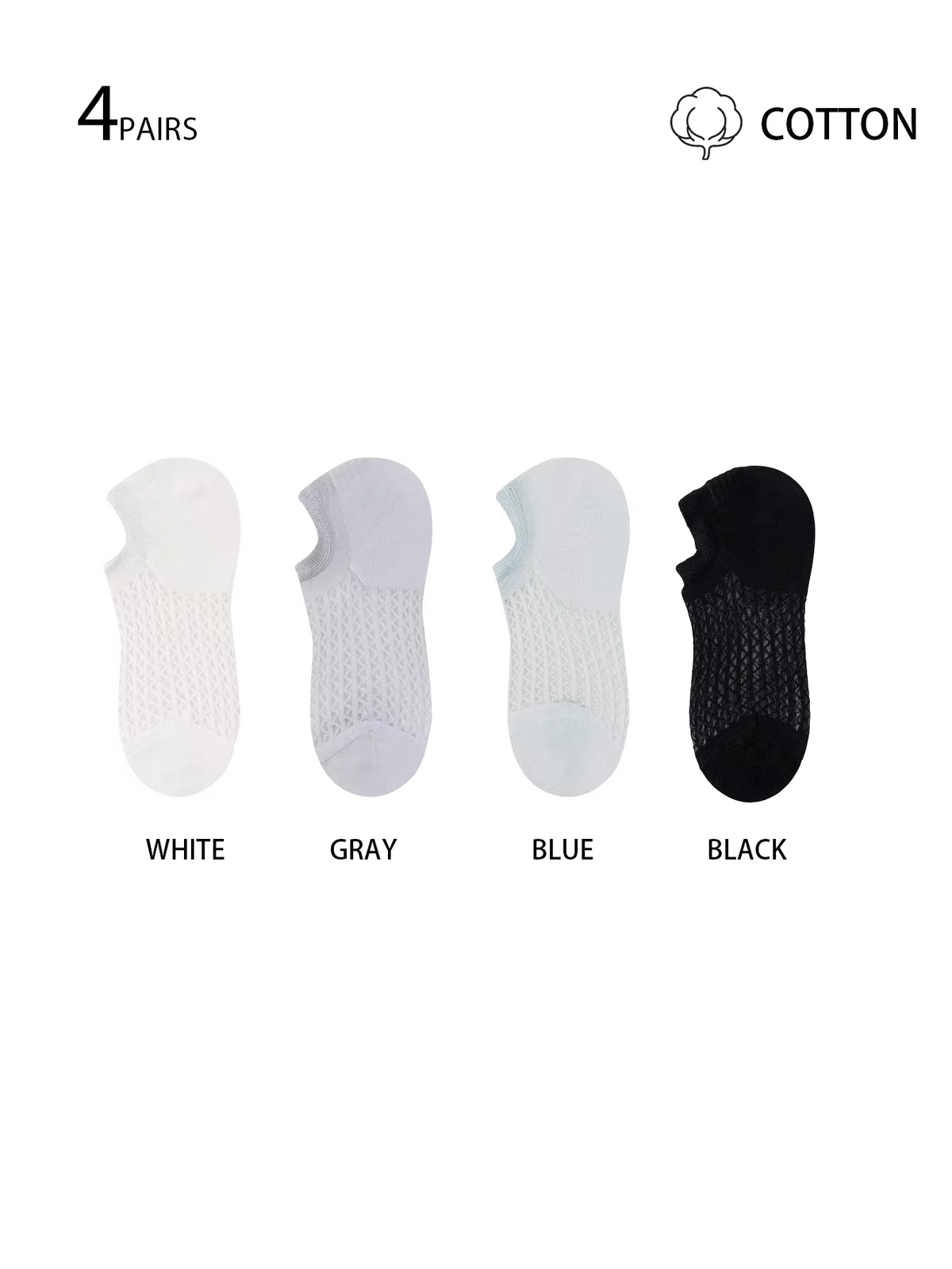 1/4 Pairs Women's Summer Ice Silk Invisible Socks, Anti-slip Anti-bacterial Deodorant Low Cut Socks for Dating & Gifting