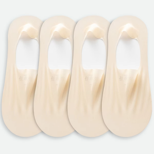 4 Pairs Summer Ultra-thin Invisible Low Cut Socks Silicone Anti-slip Mesh No Show Socks Cotton Ice Silk Solid Women Sock Slipper
