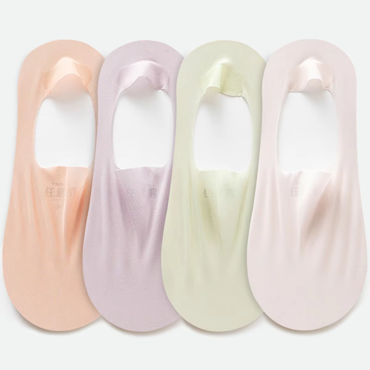 4 Pairs Summer Ultra-thin Invisible Low Cut Socks Silicone Anti-slip Mesh No Show Socks Cotton Ice Silk Solid Women Sock Slipper