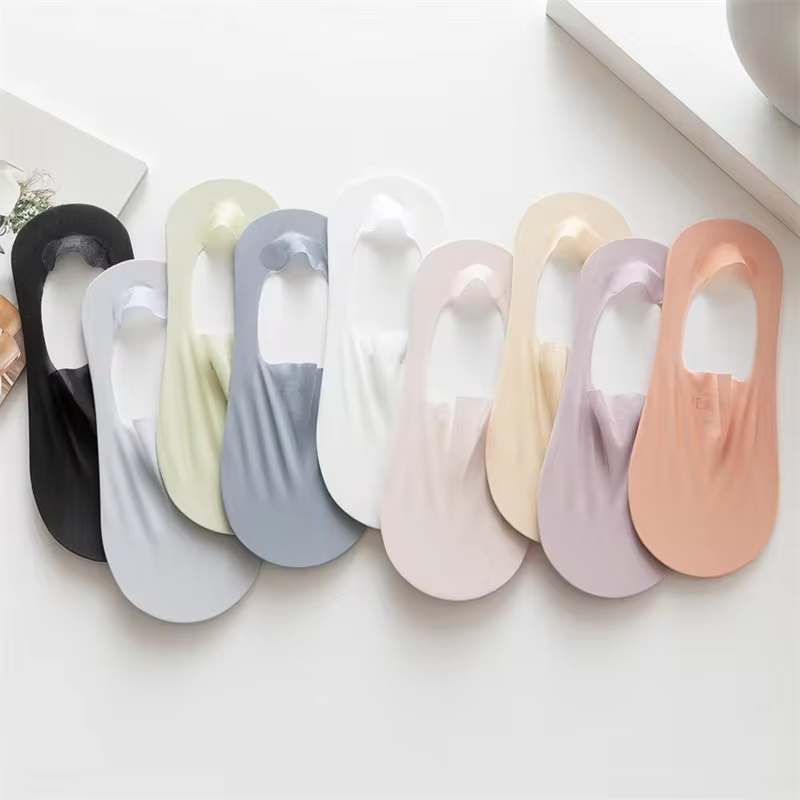 5 Pairs Women's Sock Slippers New Ice Silk Solid Color Shallow Mouth Mesh Socks Invisible Ultra Thin Breathable Socks For Women