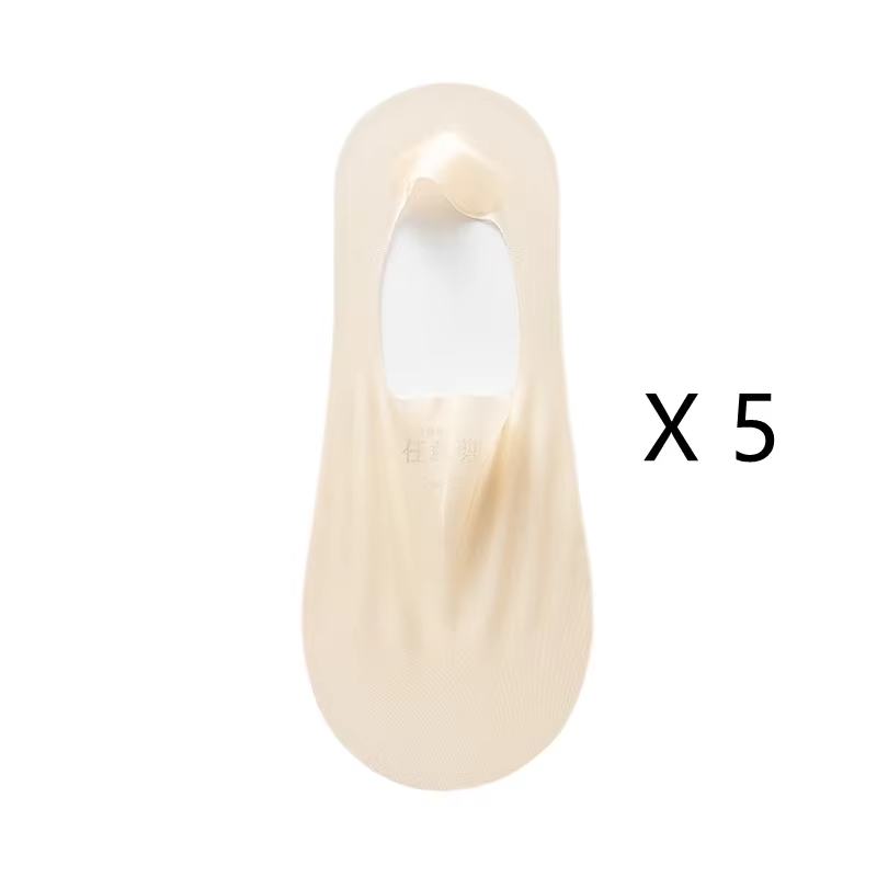 5 Pairs Women's Sock Slippers New Ice Silk Solid Color Shallow Mouth Mesh Socks Invisible Ultra Thin Breathable Socks For Women