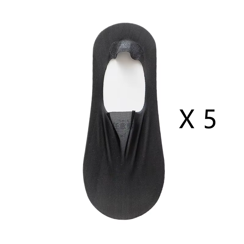 5 Pairs Women's Sock Slippers New Ice Silk Solid Color Shallow Mouth Mesh Socks Invisible Ultra Thin Breathable Socks For Women