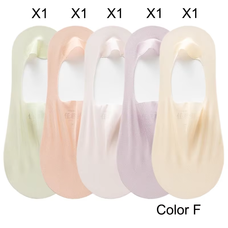 5 Pairs Women's Sock Slippers New Ice Silk Solid Color Shallow Mouth Mesh Socks Invisible Ultra Thin Breathable Socks For Women