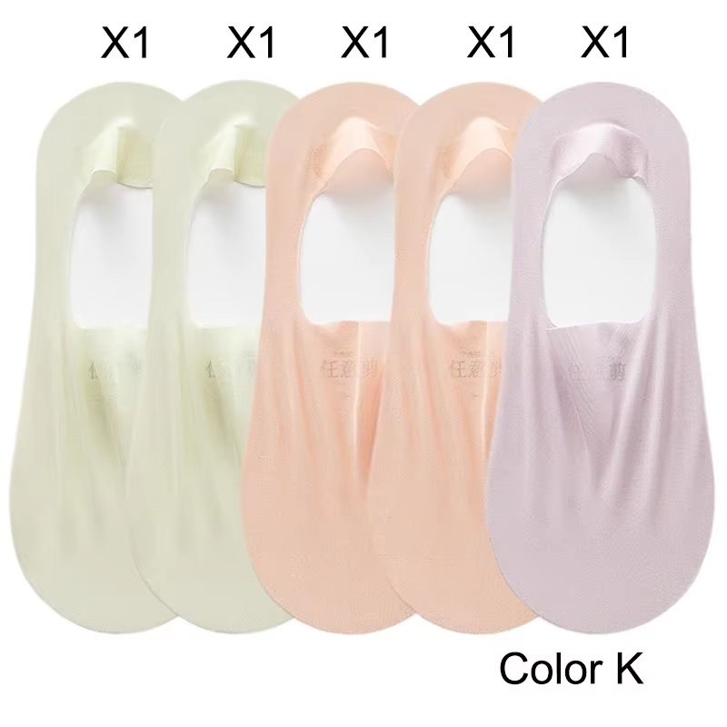 5 Pairs Women's Sock Slippers New Ice Silk Solid Color Shallow Mouth Mesh Socks Invisible Ultra Thin Breathable Socks For Women