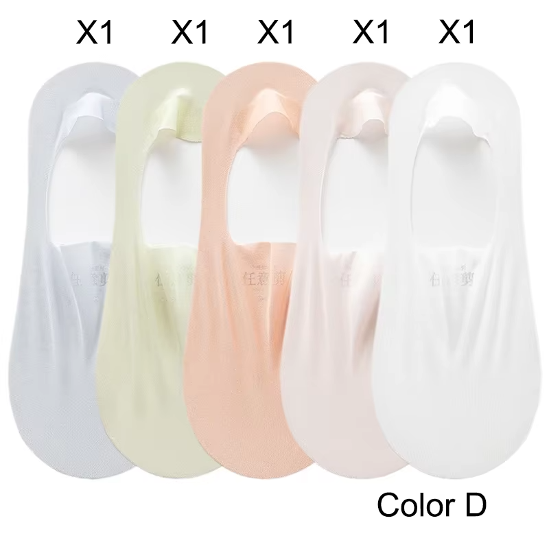 5 Pairs Women's Sock Slippers New Ice Silk Solid Color Shallow Mouth Mesh Socks Invisible Ultra Thin Breathable Socks For Women
