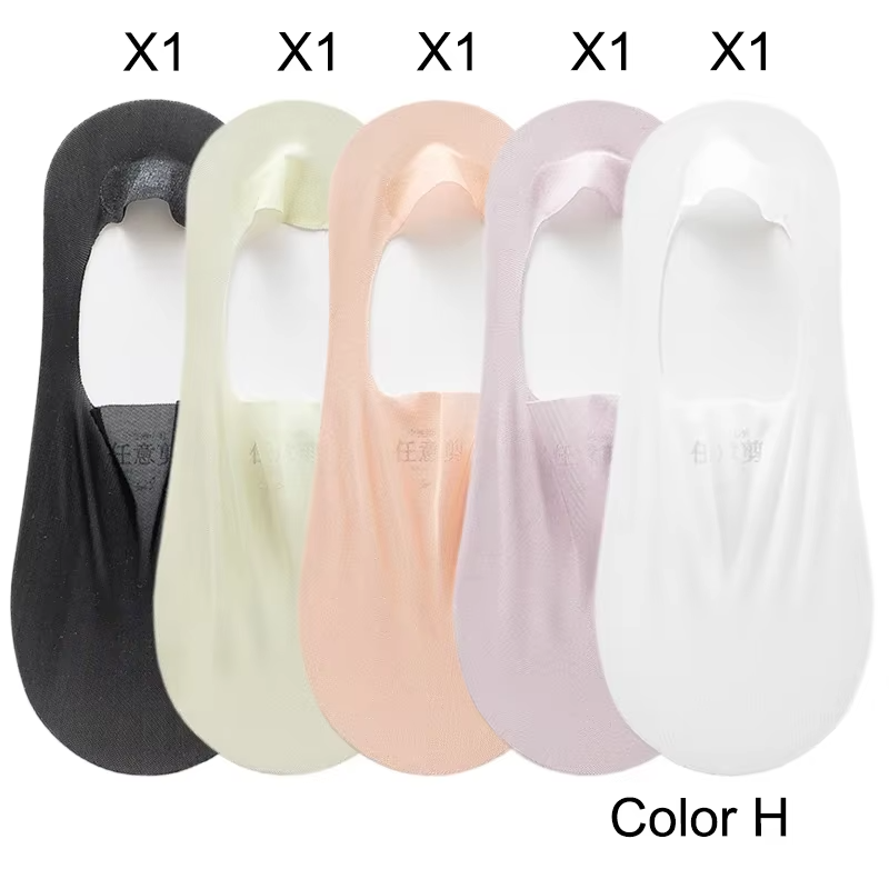 5 Pairs Women's Sock Slippers New Ice Silk Solid Color Shallow Mouth Mesh Socks Invisible Ultra Thin Breathable Socks For Women