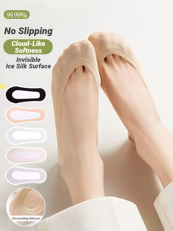 5 Pairs Lot Socks Women'S Ankle Short No-Show Set Foot Female Invisible Low Cut Summer Non-Slip Boat Sock Plantar