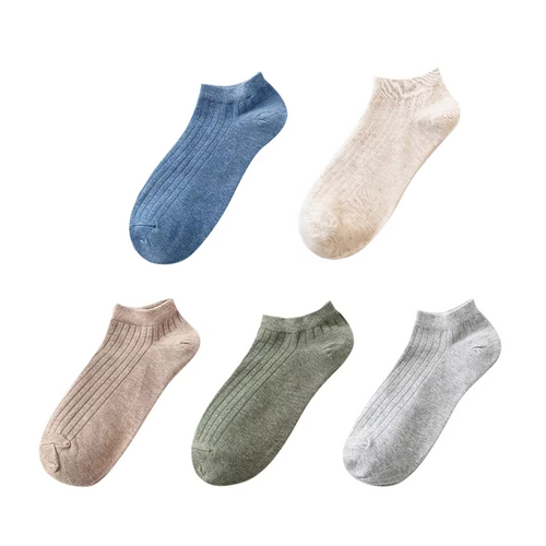 5 Pairs Women Solid Casual Cotton Short Socks Pack Ladies Fashion Concise Stripe Breathable Comfortable Popular Ankle Socks Set