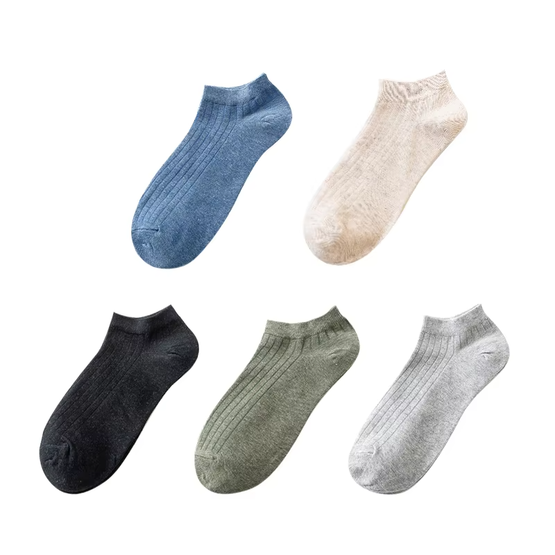 5 Pairs Women Solid Casual Cotton Short Socks Pack Ladies Fashion Concise Stripe Breathable Comfortable Popular Ankle Socks Set