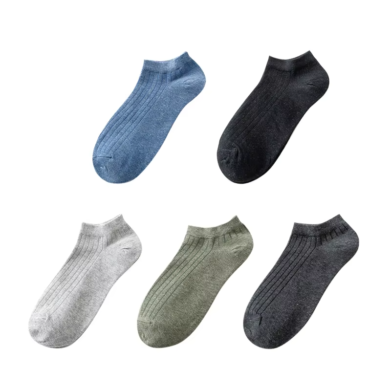 5 Pairs Women Solid Casual Cotton Short Socks Pack Ladies Fashion Concise Stripe Breathable Comfortable Popular Ankle Socks Set