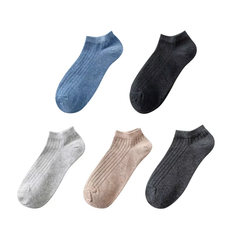 5 Pairs Women Solid Casual Cotton Short Socks Pack Ladies Fashion Concise Stripe Breathable Comfortable Popular Ankle Socks Set