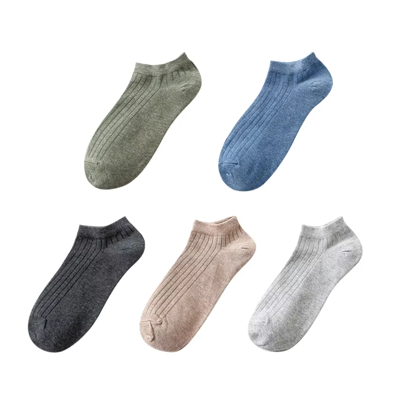 5 Pairs Women Solid Casual Cotton Short Socks Pack Ladies Fashion Concise Stripe Breathable Comfortable Popular Ankle Socks Set
