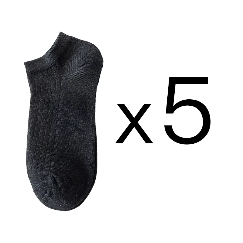 5 Pairs Women Solid Casual Cotton Short Socks Pack Ladies Fashion Concise Stripe Breathable Comfortable Popular Ankle Socks Set
