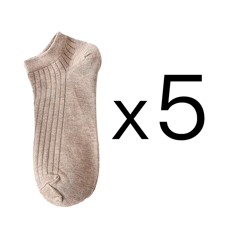 5 Pairs Women Solid Casual Cotton Short Socks Pack Ladies Fashion Concise Stripe Breathable Comfortable Popular Ankle Socks Set